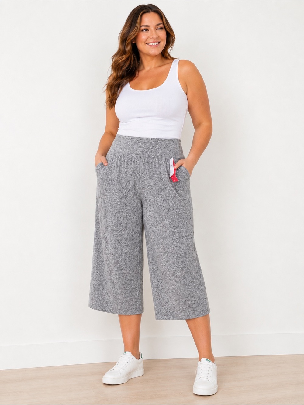 NWT Lane Bryant Heather Gray Wide-Leg Knit Culotte Pants